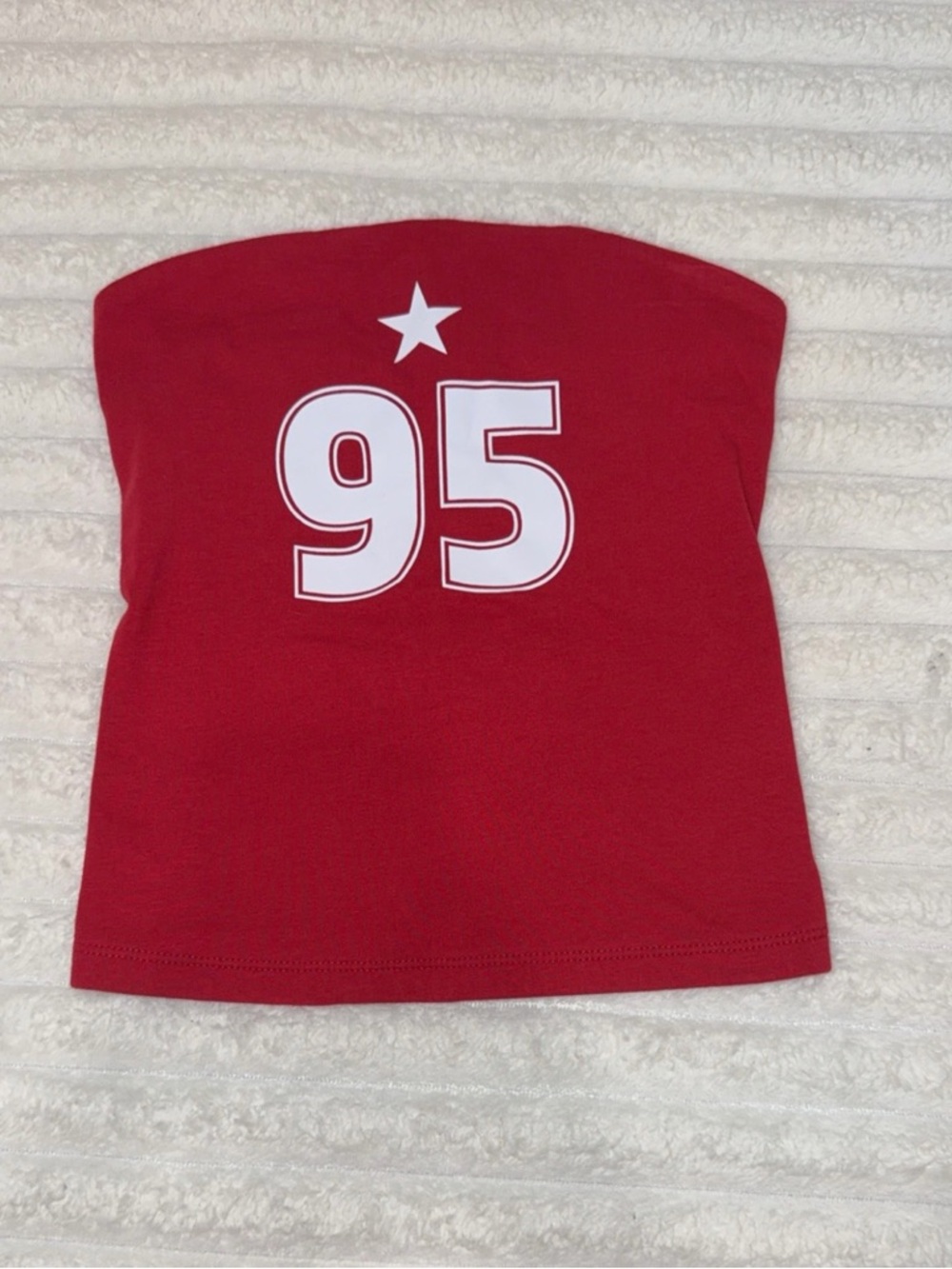 Target Red Strapless Tank with White '95' and Star Graphic